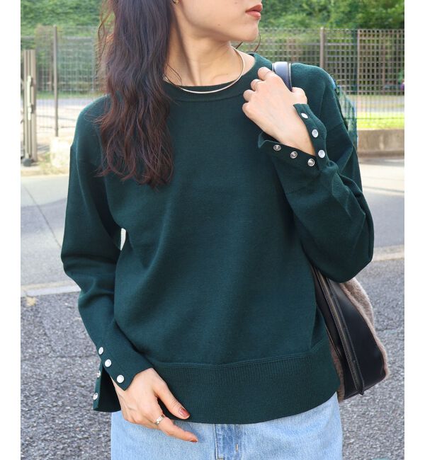  「スリーブボタンクループルオーバー」|ニット・セーター|