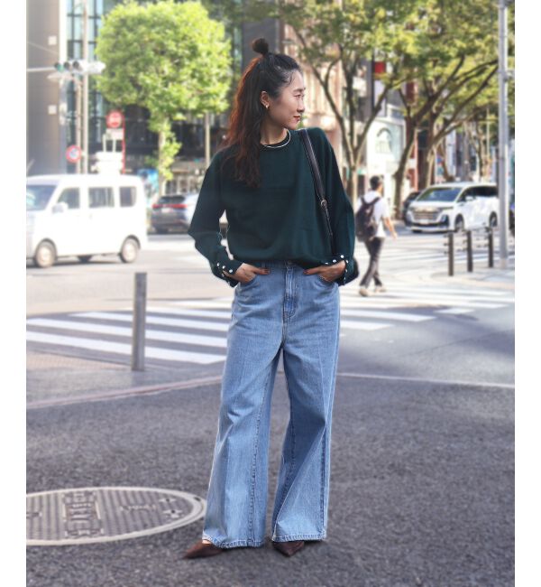  「スリーブボタンクループルオーバー」|ニット・セーター|