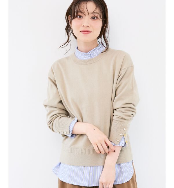  「スリーブボタンクループルオーバー」|ニット・セーター|