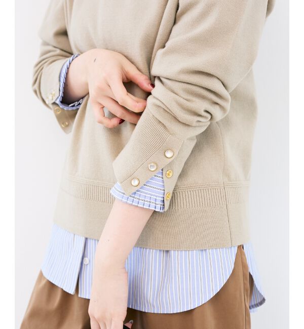  「スリーブボタンクループルオーバー」|ニット・セーター|