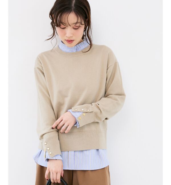  「スリーブボタンクループルオーバー」|ニット・セーター|