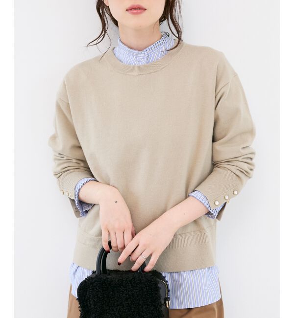  「スリーブボタンクループルオーバー」|ニット・セーター|