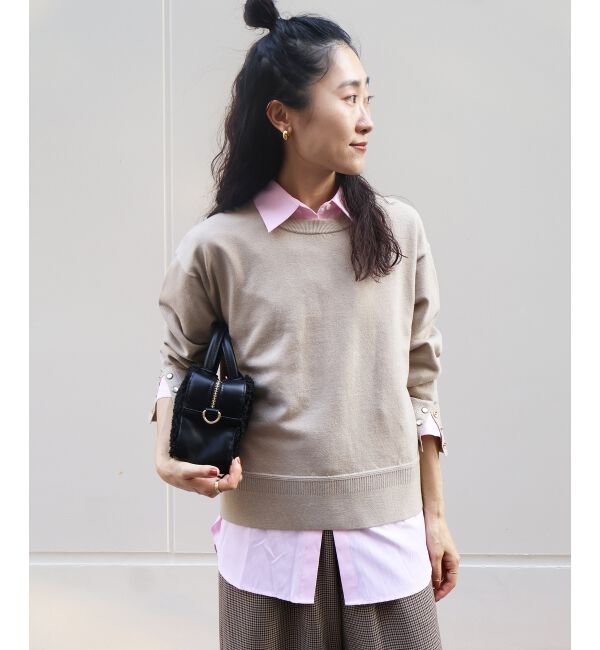  「スリーブボタンクループルオーバー」|ニット・セーター|