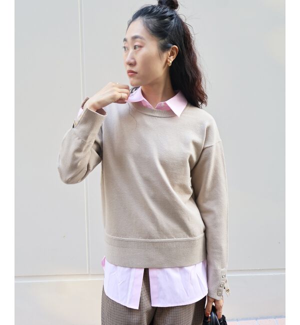  「スリーブボタンクループルオーバー」|ニット・セーター|