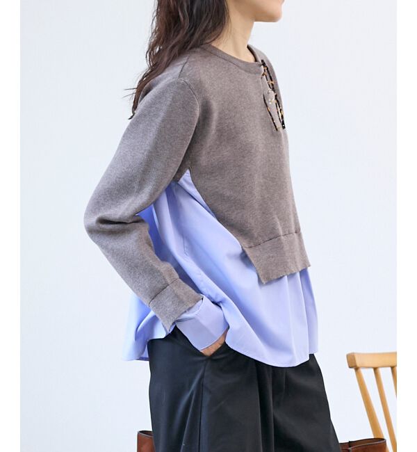  「ブロードドッキングニットプル」|ニット・セーター|モカ