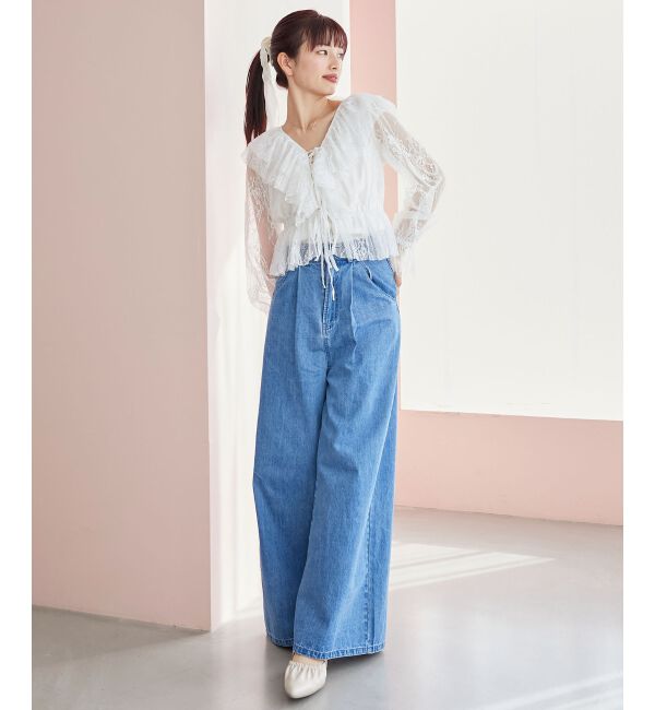 MAJESTICLEGON「フロントリボンレースブラウス」|シャツ・ブラウス|