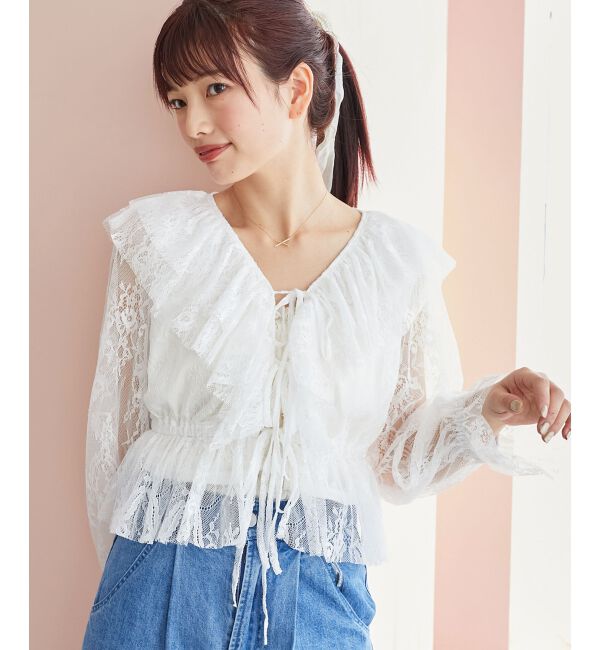 MAJESTICLEGON「フロントリボンレースブラウス」|シャツ・ブラウス|