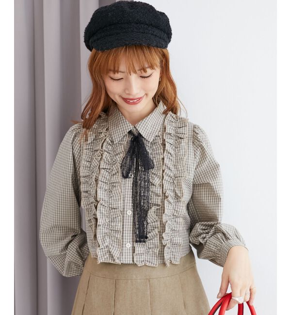 MAJESTICLEGON「レースリボンタイフリルブラウス」|シャツ・ブラウス|