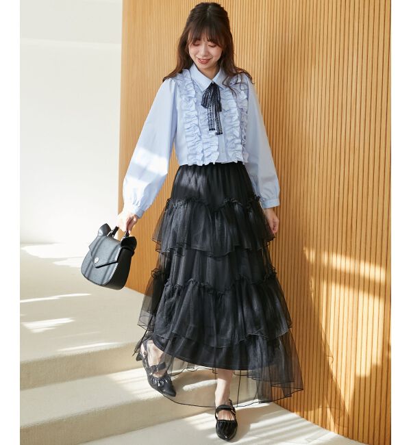 MAJESTICLEGON「レースリボンタイフリルブラウス」|シャツ・ブラウス|