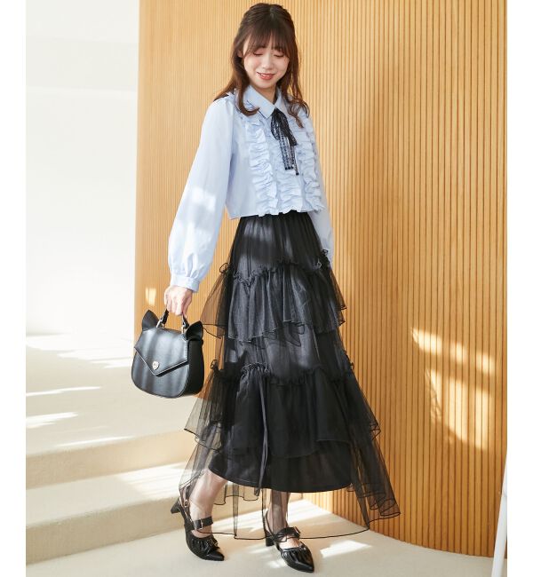 MAJESTICLEGON「レースリボンタイフリルブラウス」|シャツ・ブラウス|