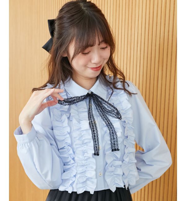 MAJESTICLEGON「レースリボンタイフリルブラウス」|シャツ・ブラウス|