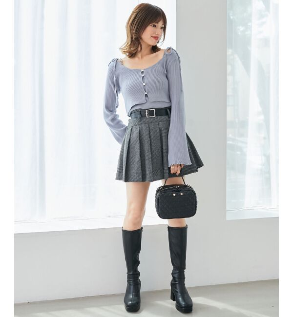  「ベルトセットプリーツミニスカパン」|スカート|