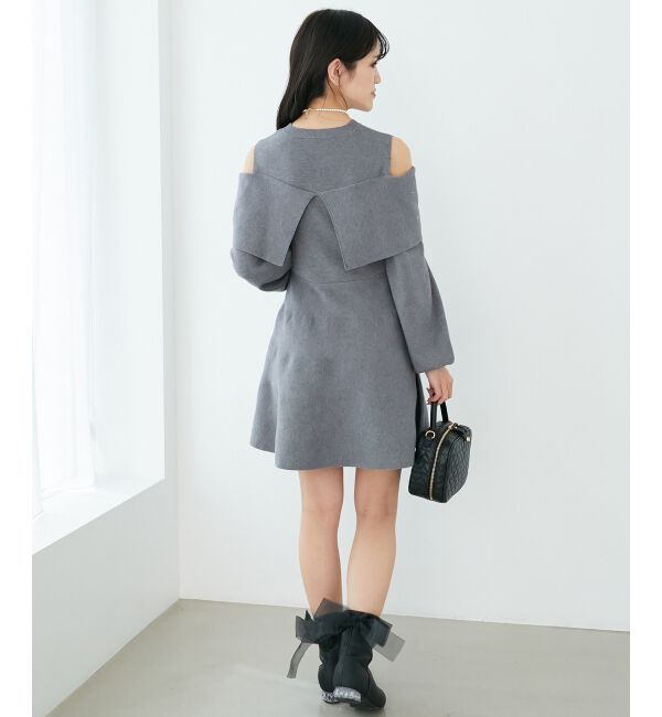  「ビジューリボンニットミニワンピース」|ワンピース|