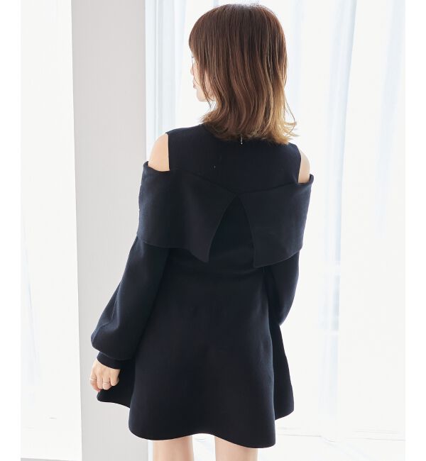  「ビジューリボンニットミニワンピース」|ワンピース|