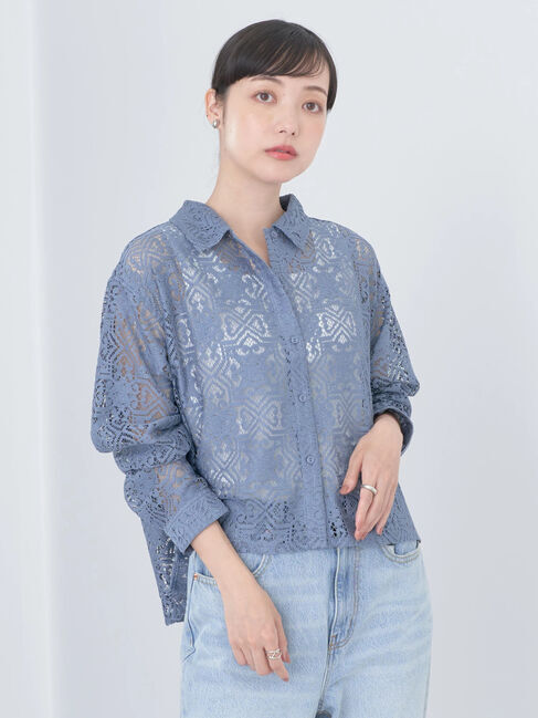 earth music&ecology「レースショートシャツ」|シャツ・ブラウス|