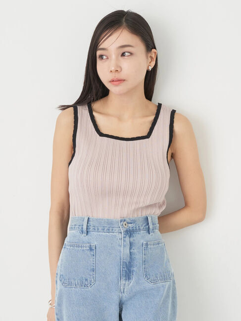 earth music&ecology「スカラップニットタンクトップ」|インナー|