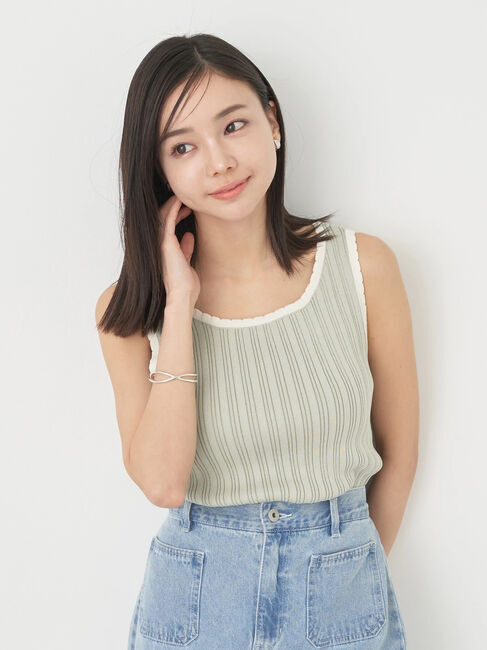 earth music&ecology「スカラップニットタンクトップ」|インナー|