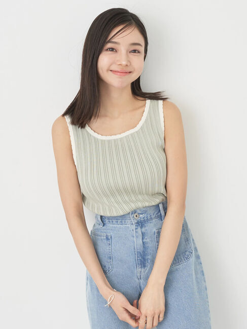 earth music&ecology「スカラップニットタンクトップ」|インナー|Mint