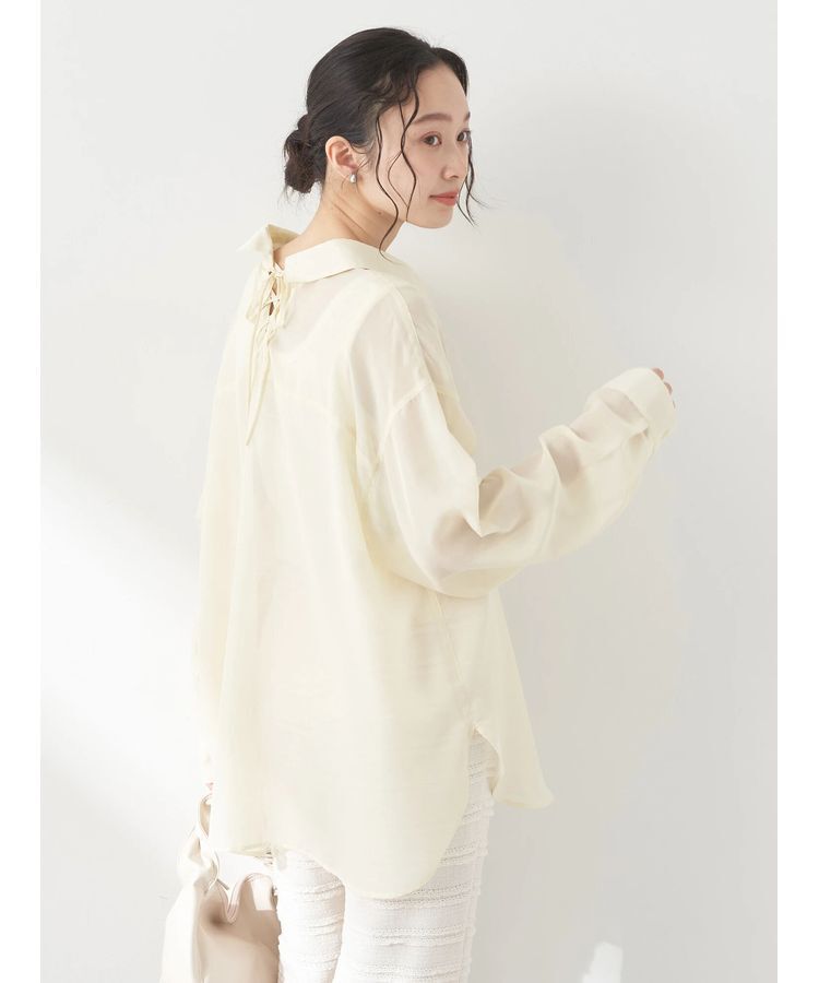 earth music&ecology「バックレースアップシャツ」|シャツ・ブラウス|Light yellow