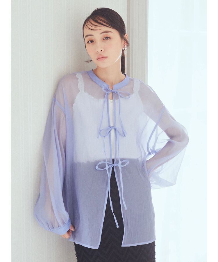 earth music&ecology「シアーリボンシャツ」|シャツ・ブラウス|Blue