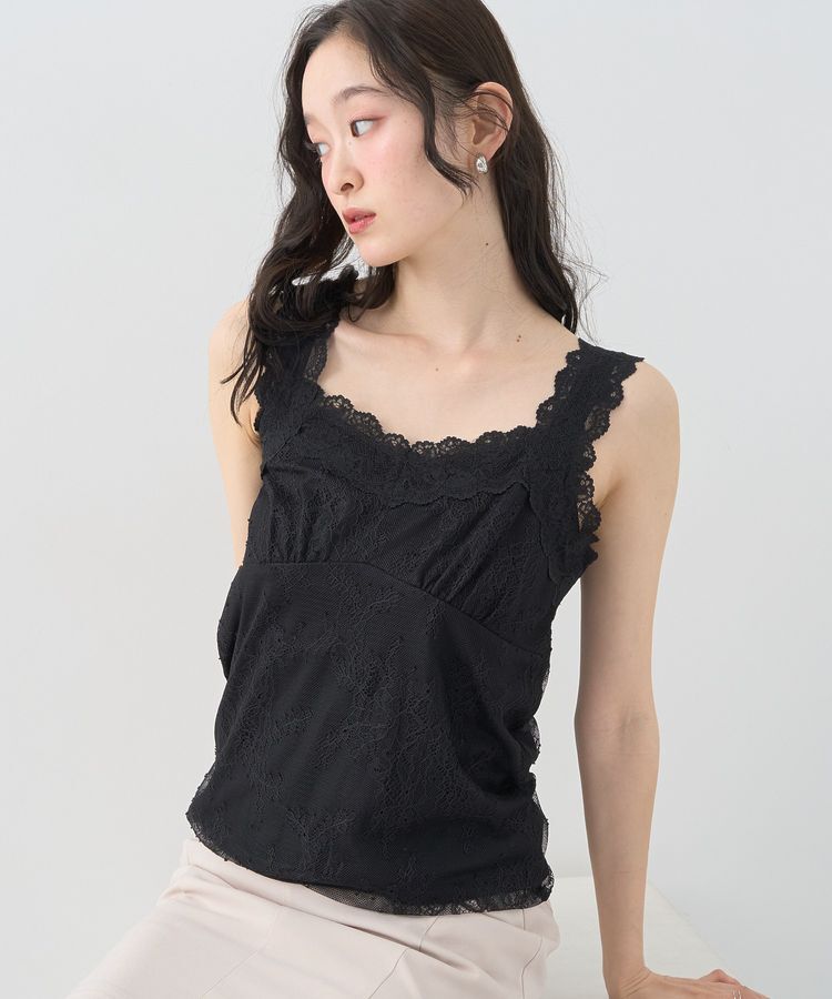 earth music&ecology「総レースキャミソール」|キャミソール|Black