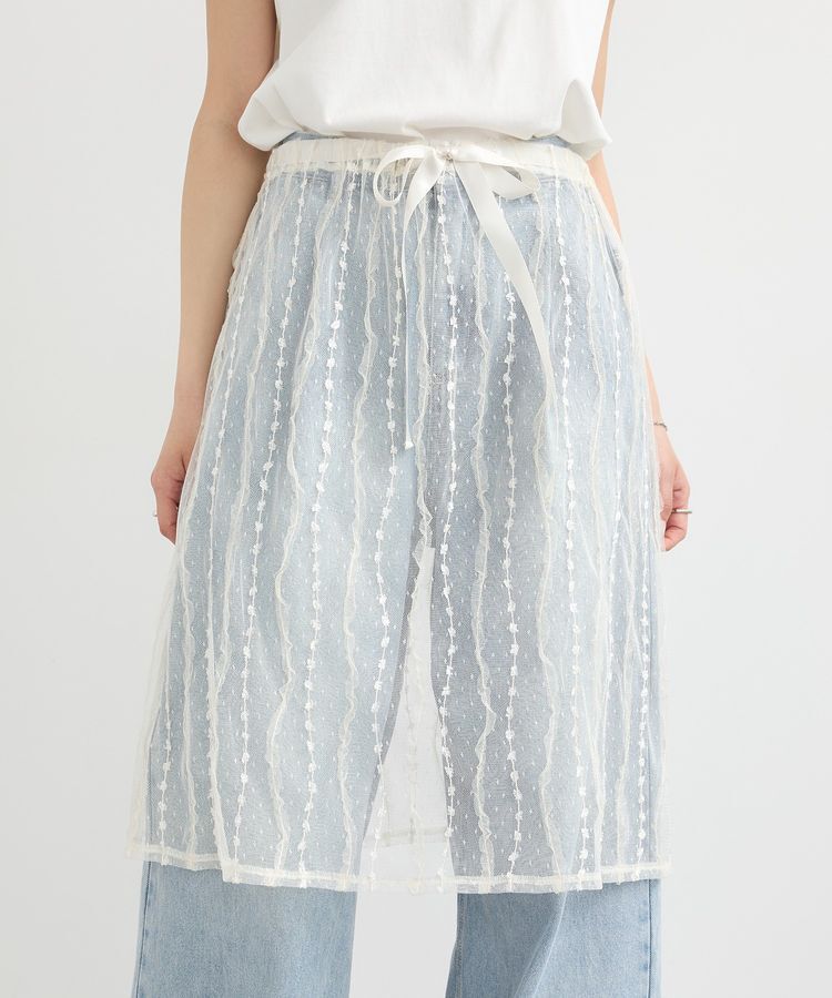 earth music&ecology「ストライプレースレイヤードスカート」|スカート|