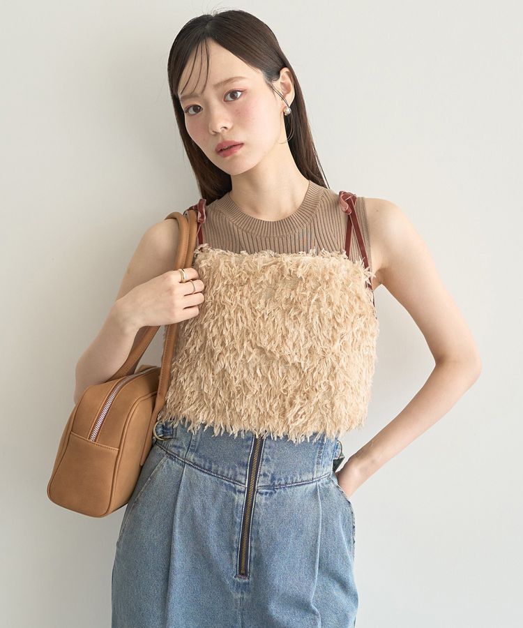 earth music&ecology「【WEB限定】ベロアリボンフェザービスチェ」|ベスト・ジレ|