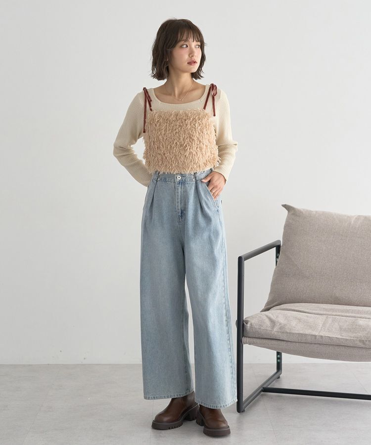 earth music&ecology「【WEB限定】ベロアリボンフェザービスチェ」|ベスト・ジレ|