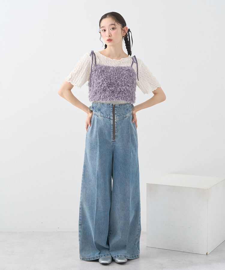 earth music&ecology「【WEB限定】ベロアリボンフェザービスチェ」|ベスト・ジレ|