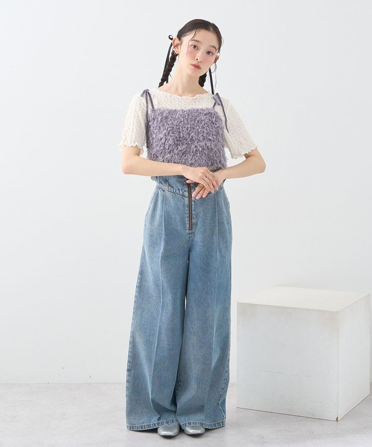 earth music&ecology「【WEB限定】ベロアリボンフェザービスチェ」|ベスト・ジレ|