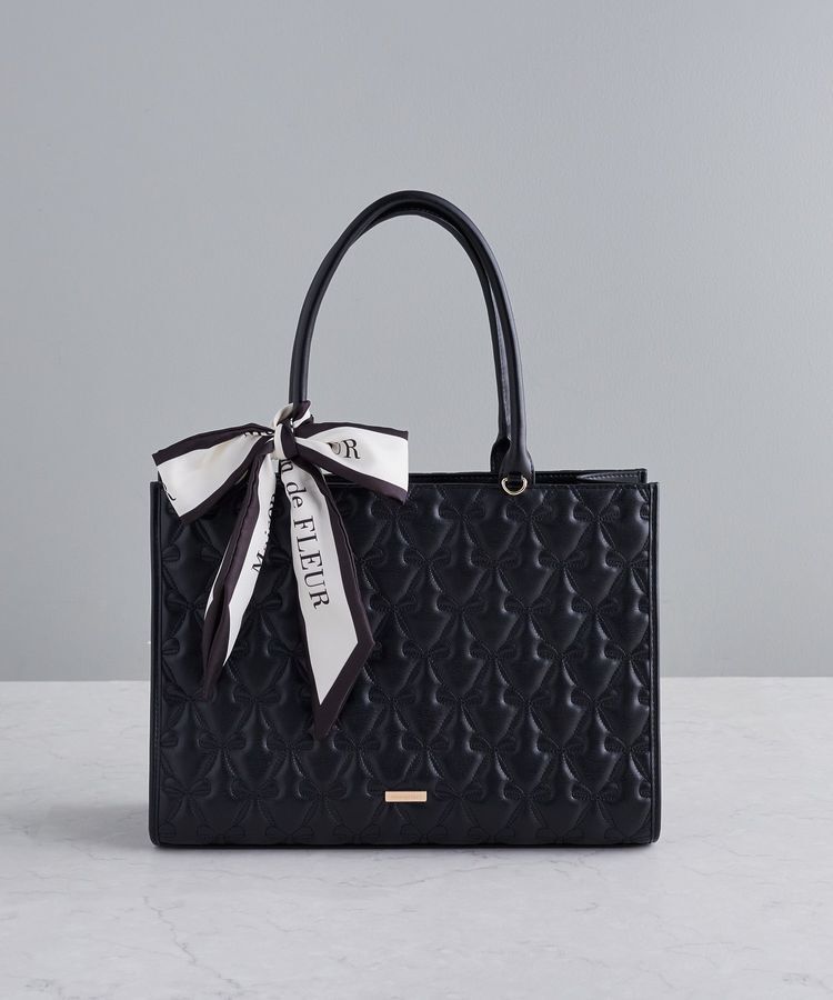 Maison de FLEUR「スカーフ付リボンキルティングトートバッグ」|トートバッグ|ブラック
