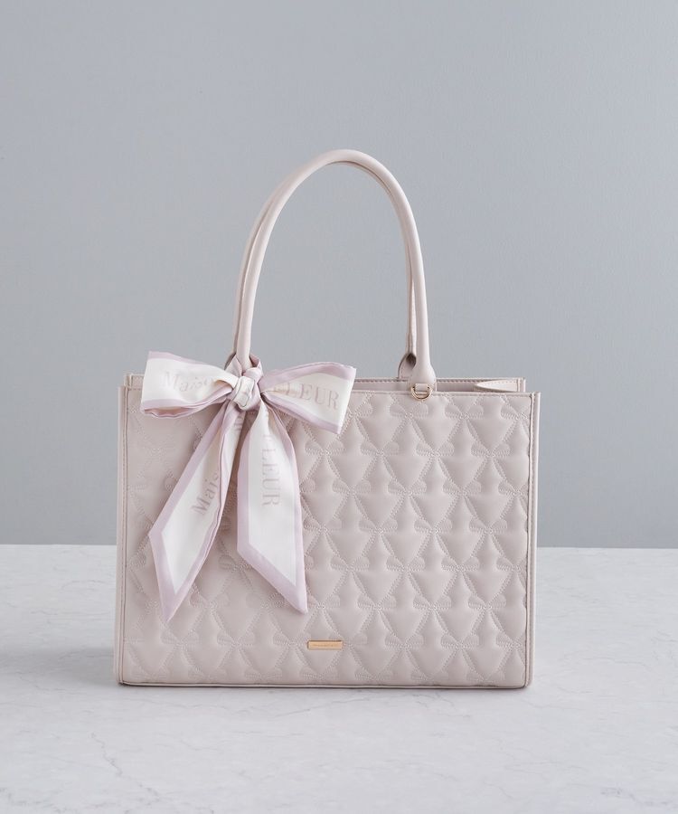 Maison de FLEUR「スカーフ付リボンキルティングトートバッグ」|トートバッグ|ピンク