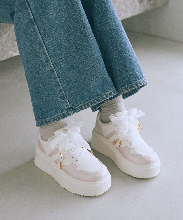 Maison de FLEUR「レースリボン厚底スニーカー」|スニーカー|