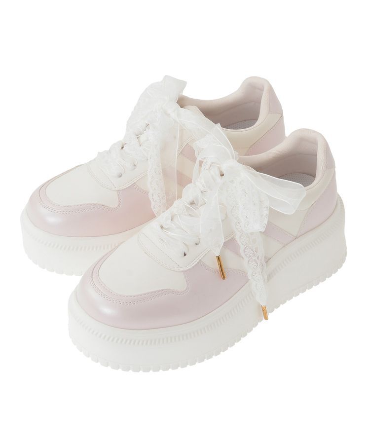 Maison de FLEUR「レースリボン厚底スニーカー」|スニーカー|