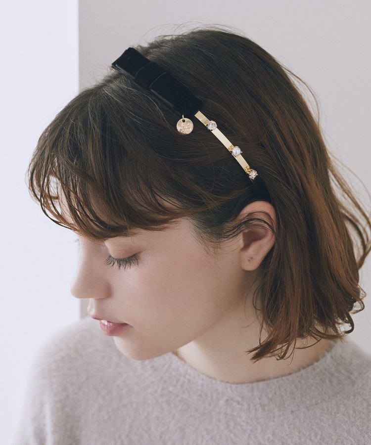 Maison de FLEUR「ベロアビジューカチューシャ」|その他|ブラック