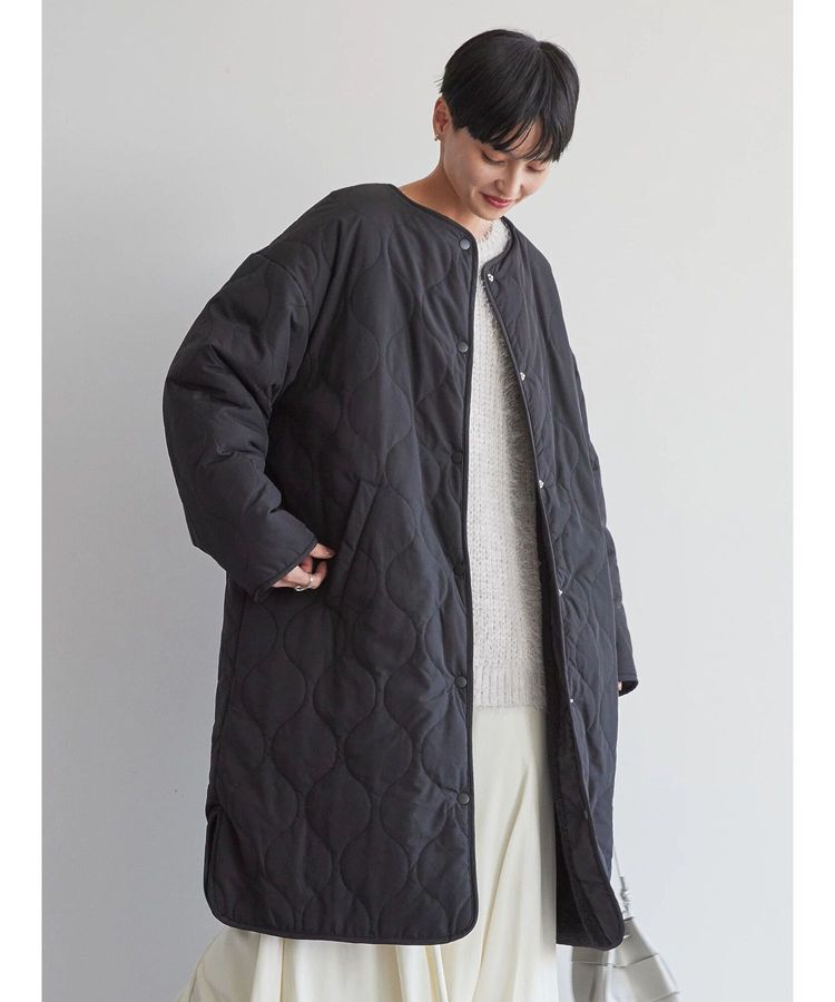AMERICAN HOLIC「【WEB限定】あったかリバーシブルキルティングコート」|ノーカラーコート|Black