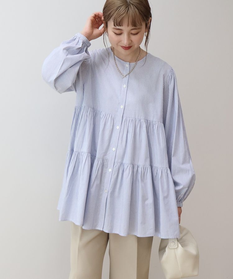 AMERICAN HOLIC「ティアードギャザーブラウス」|シャツ・ブラウス|ストライプサックス