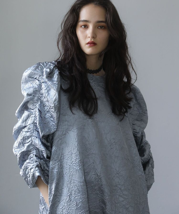 Green Parks「■ESCAR エンボスギャザースリーブワンピース」|ワンピース|