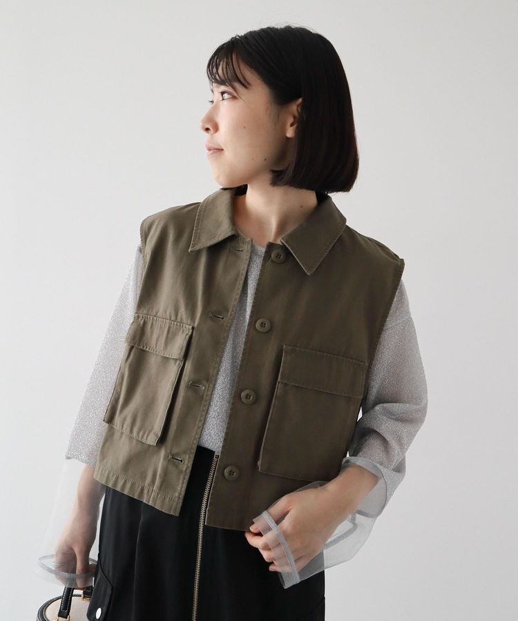 Green Parks「・SUGAR SPOON ミリタリーショートベスト」|ベスト・ジレ|Khaki