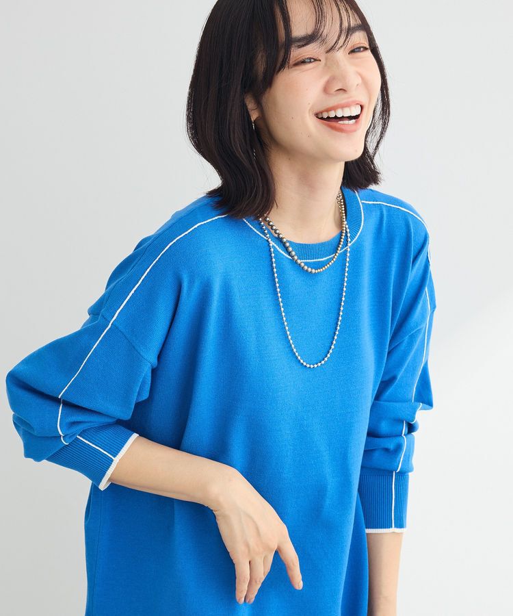 Green Parks「アンチピリングライン入りニットプルオーバー」|ニット・セーター|Blue