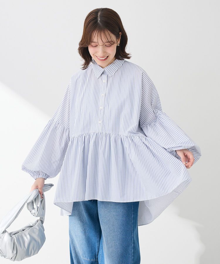 Green Parks「・ELENCARE DUE ストライプシャツチュニック」|シャツ・ブラウス|Off White