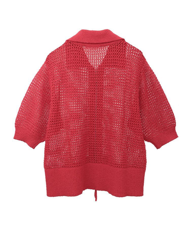 Green Parks「襟付きメッシュ編みZIPカーディガン」|カーディガン|