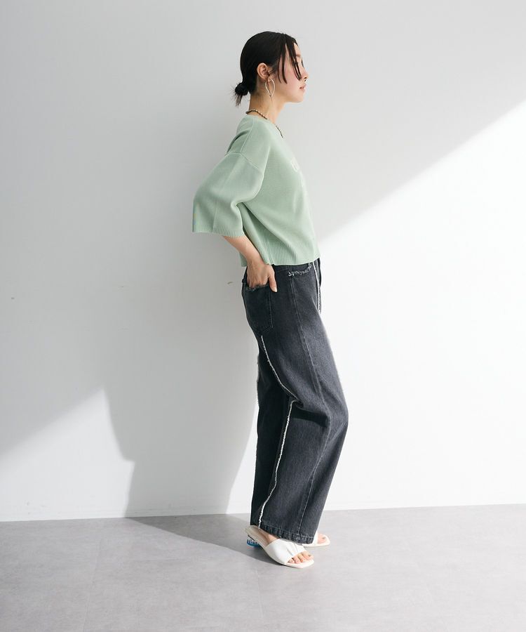 Green Parks「・ELENCARE DUE ロゴ刺繍6分袖ニット」|ニット・セーター|