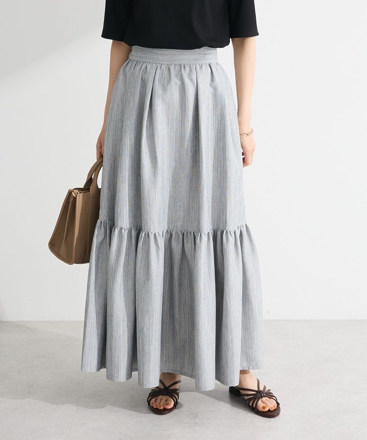 Green Parks「・ELENCARE DUE リネンライクティアードスカート」|フレア|Gray
