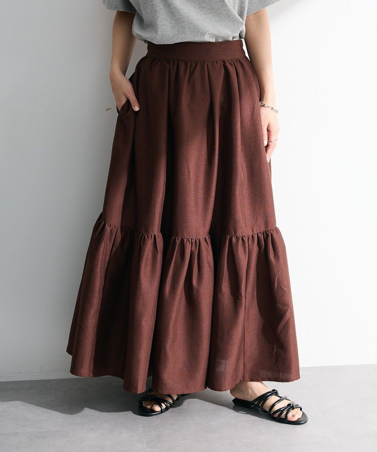 Green Parks「・ELENCARE DUE リネンライクティアードスカート」|フレア|