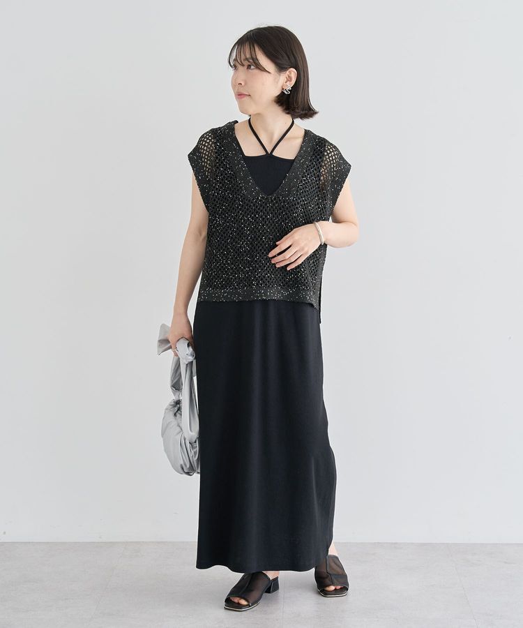 Green Parks「SET2点ラメメッシュベスト+リブワンピース」|ワンピース|