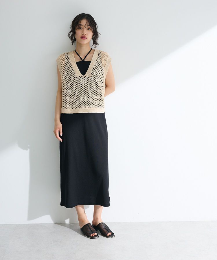 Green Parks「SET2点ラメメッシュベスト+リブワンピース」|ワンピース|