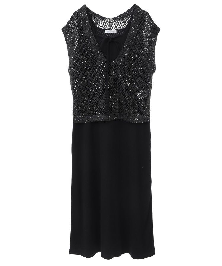 Green Parks「SET2点ラメメッシュベスト+リブワンピース」|ワンピース|