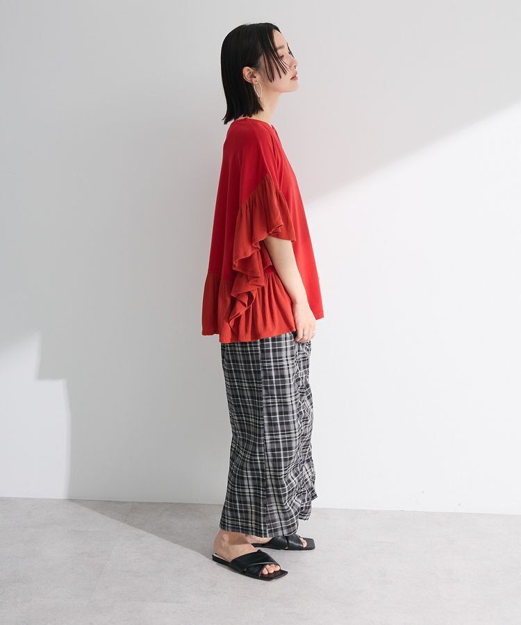 Green Parks「チェック柄シャーリングIラインスカート」|タイト|