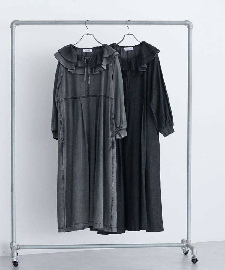 Green Parks「■ESCAR デニムラッフルカラーワンピース」|ワンピース|
